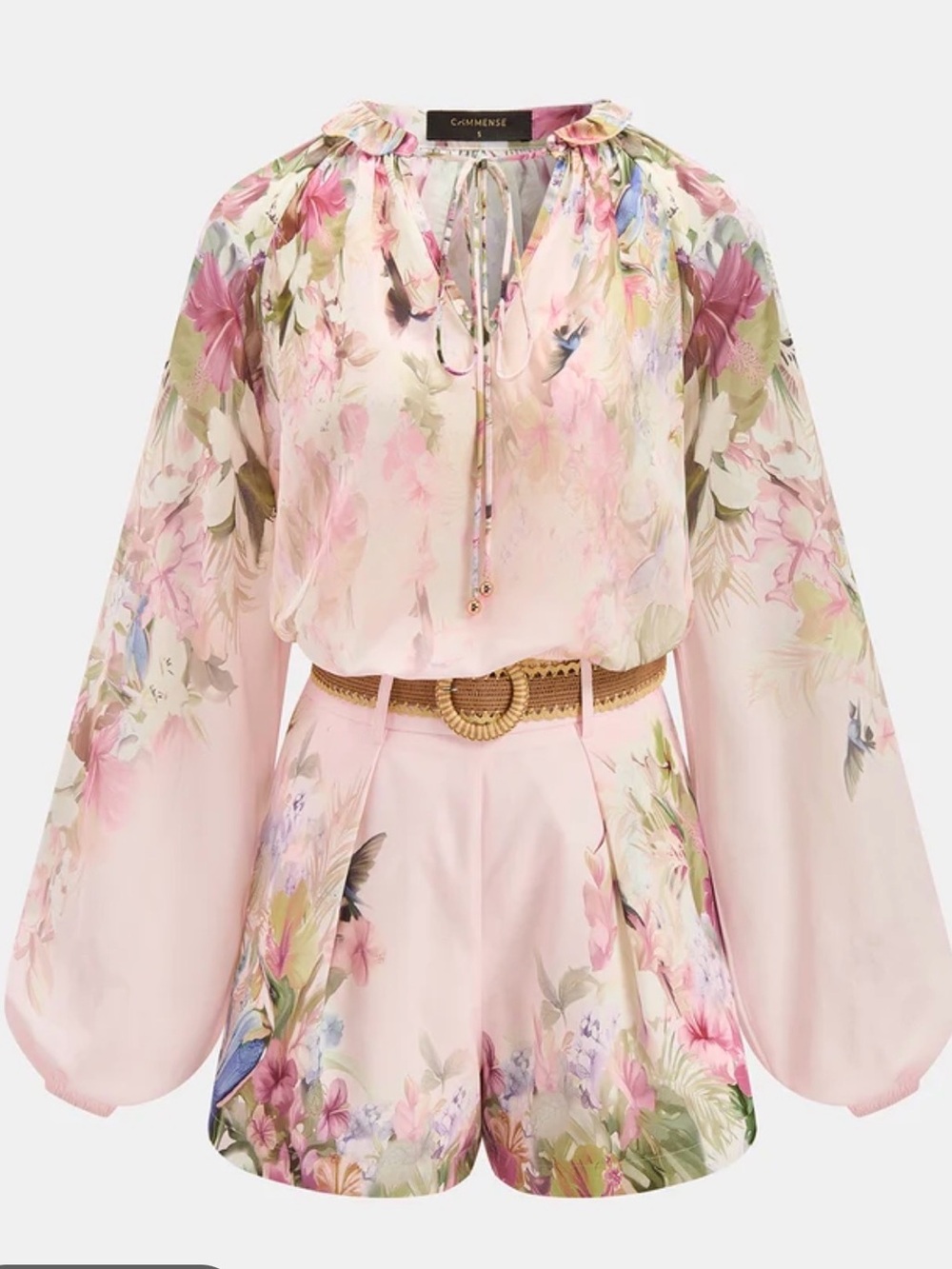 NWT Commense Floral 2 piece short set XS - no belt